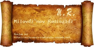 Milovánov Radiszló névjegykártya